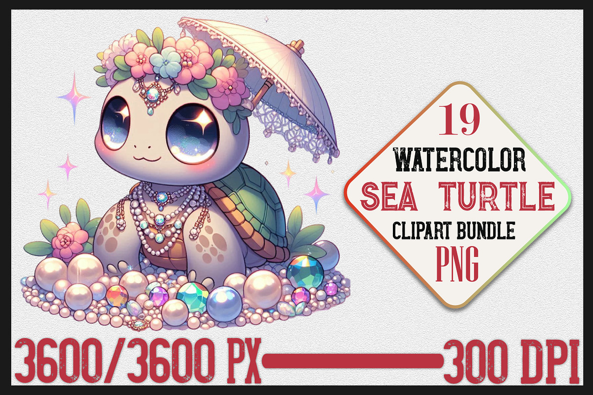 Watercolor Sea Turtle Clipart Bundle, a Seasonal Illustration by Craft Nest (Photo 1 of 6)