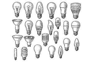 Light Bulbs and Filament Styles, an Object Graphic by nikagraphic