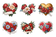 Vintage Floral Heart Clipart Sublima, an Illustration by DreamArtGraphic (Thumbnail 2 of 4)