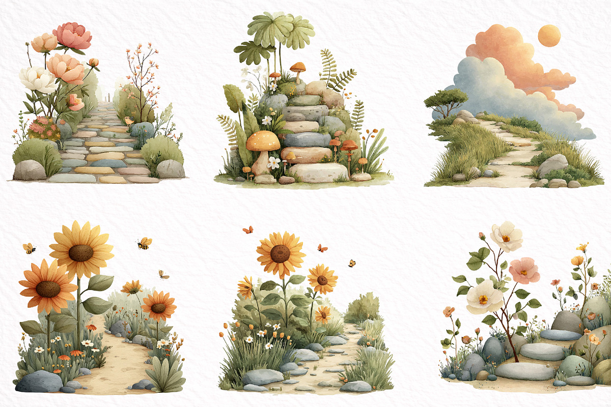 Whimsical Summer Pathway Clipart, an Illustration by DreamArtGraphic (Photo 7 of 8)