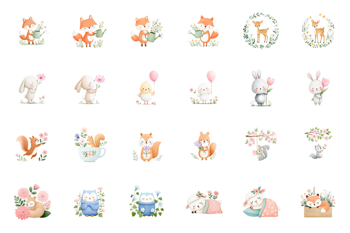 Watercolor Spring Nursery Clipart, an Illustration by CreationArt (Photo 3 of 7)