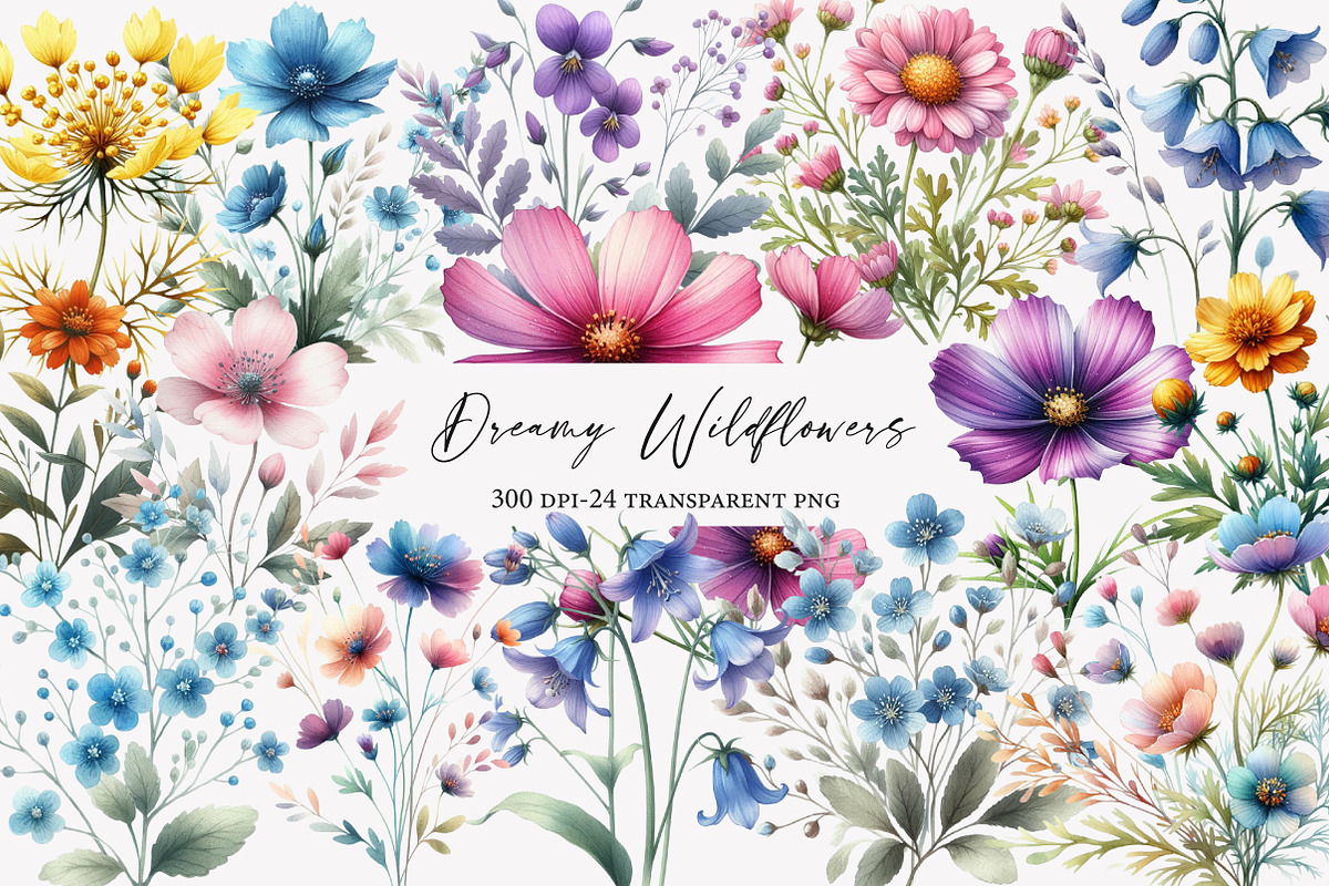 Dreamy Wildflowers Clipart, an Illustration by Designworld (Photo 1 of 5)