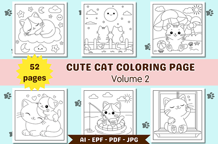 Cute Cat Coloring Pages- Volume 2