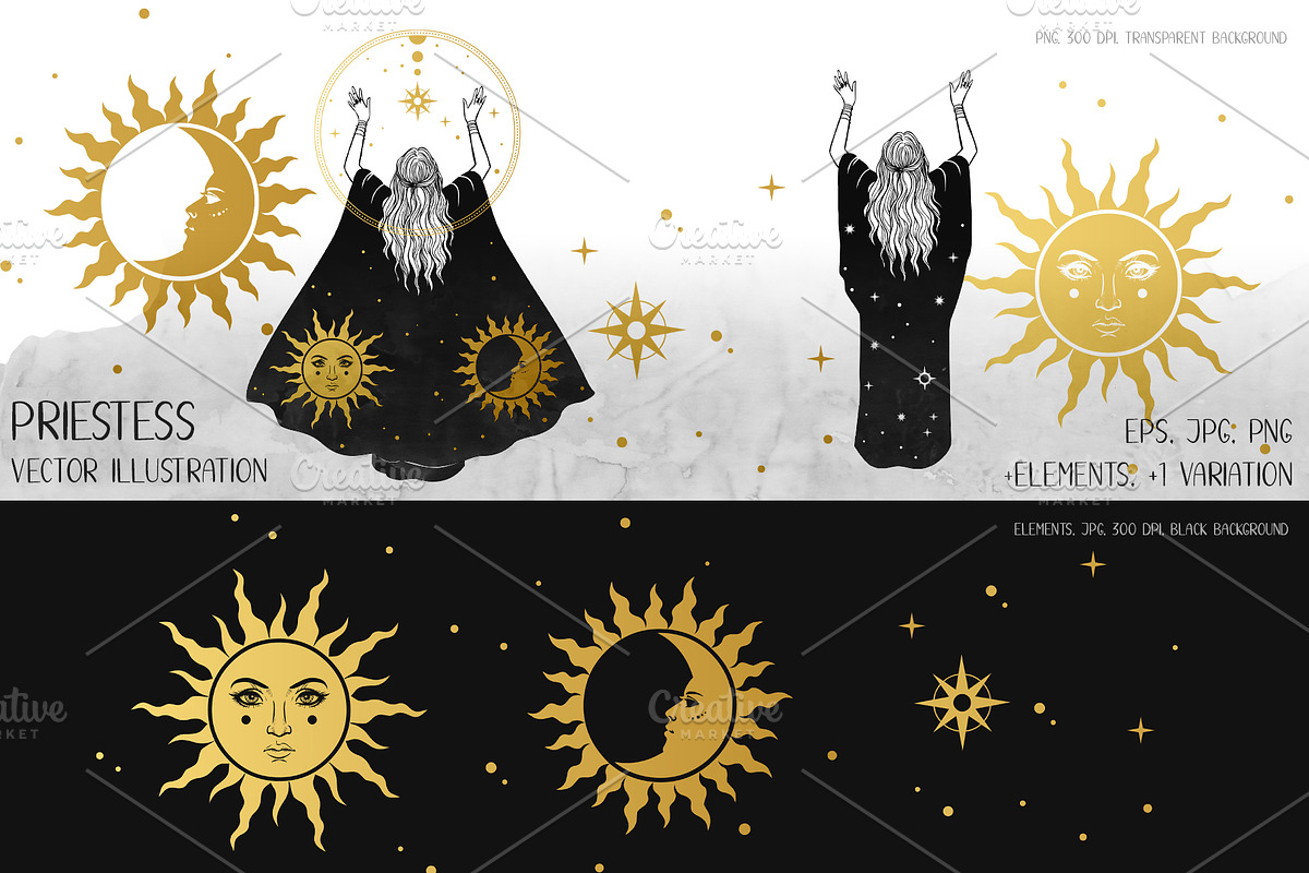 Priestess. Vector illustrations, an Illustration by Nadia Murash (Photo 3 of 3)