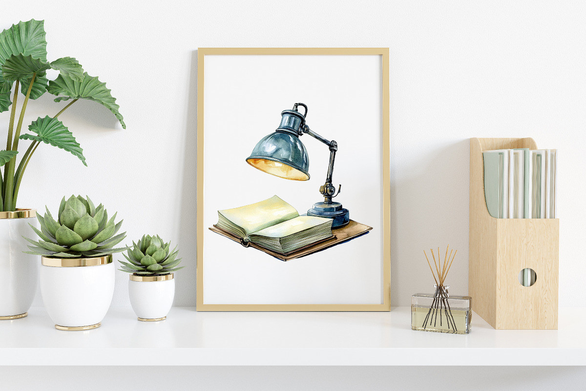 Watercolor Book Lover Clipart Bundle, an Illustration by Canvas Craft (Photo 7 of 9)