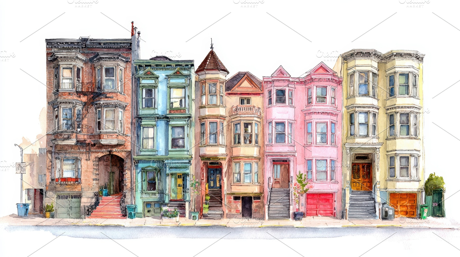 Colorful houses on a city street, a Photo by Beautiful things
