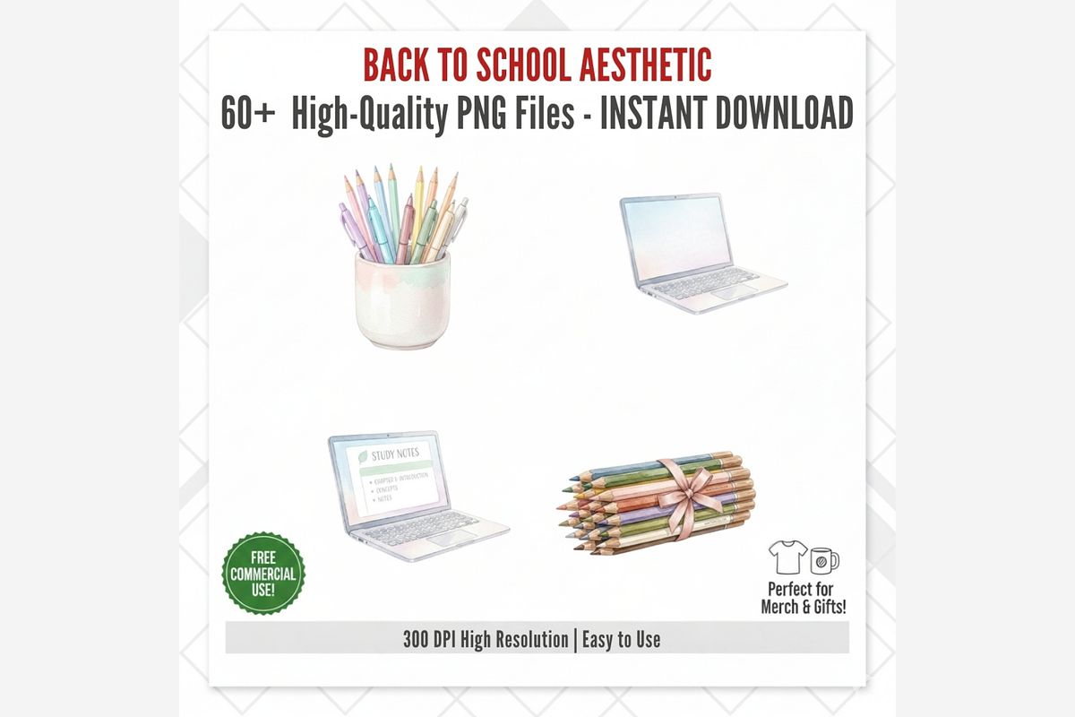 Back to School Aesthetic Clipart, a Seasonal Illustration by Tanya Kart (Photo 10 of 11)