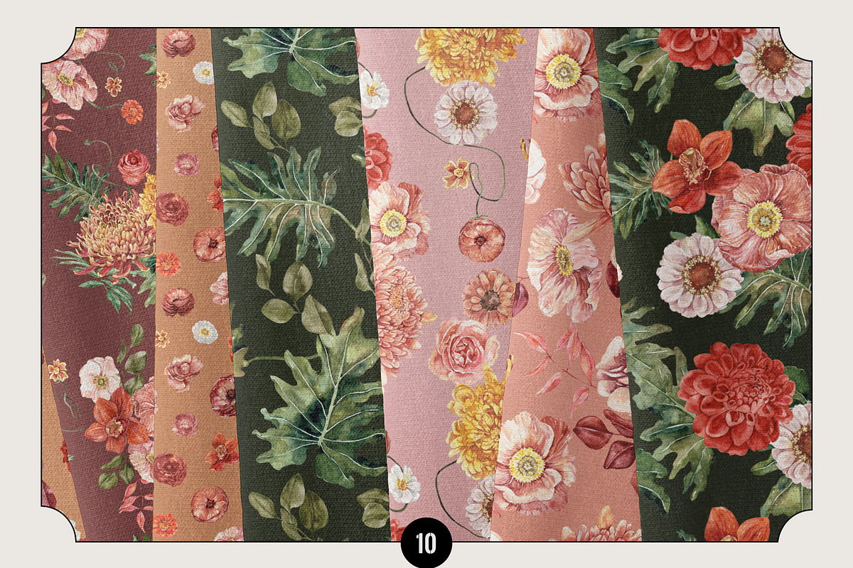 Autumnal Blooms Moody watercolor, an Illustration by SunnyAfternoons (Photo 9 of 12)