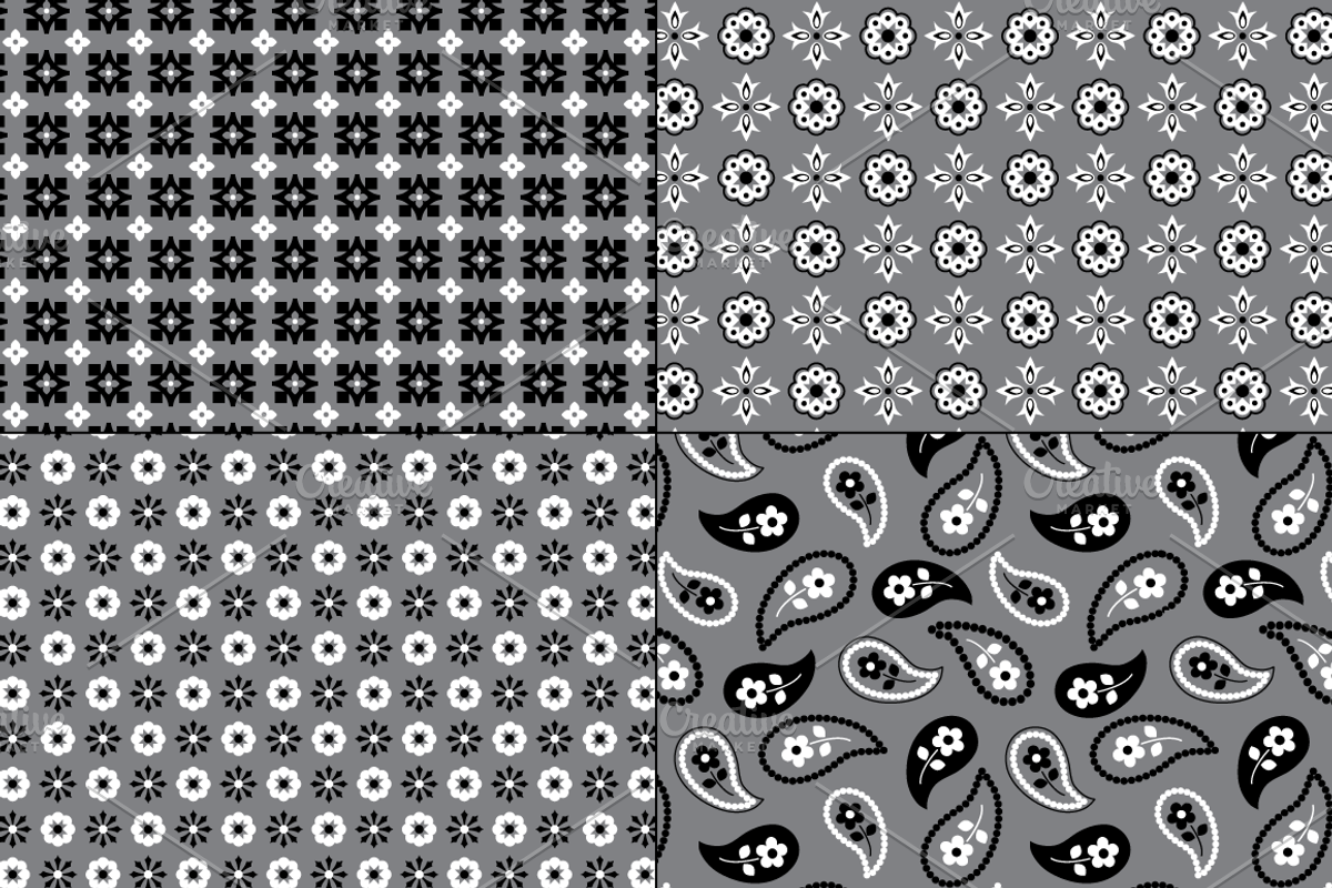Seamless Gray Bandana Patterns preview 3