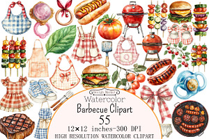 Watercolor Barbecue Clipart
