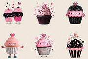 Funny Valentine’s Day Cupcake Clipar, an Illustration by SVGArt (Thumbnail 2 of 8)