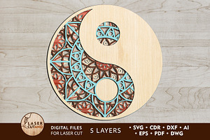 Mandala YIN YANG Multilayer Wall Art, a Design Template by LaserCutano
