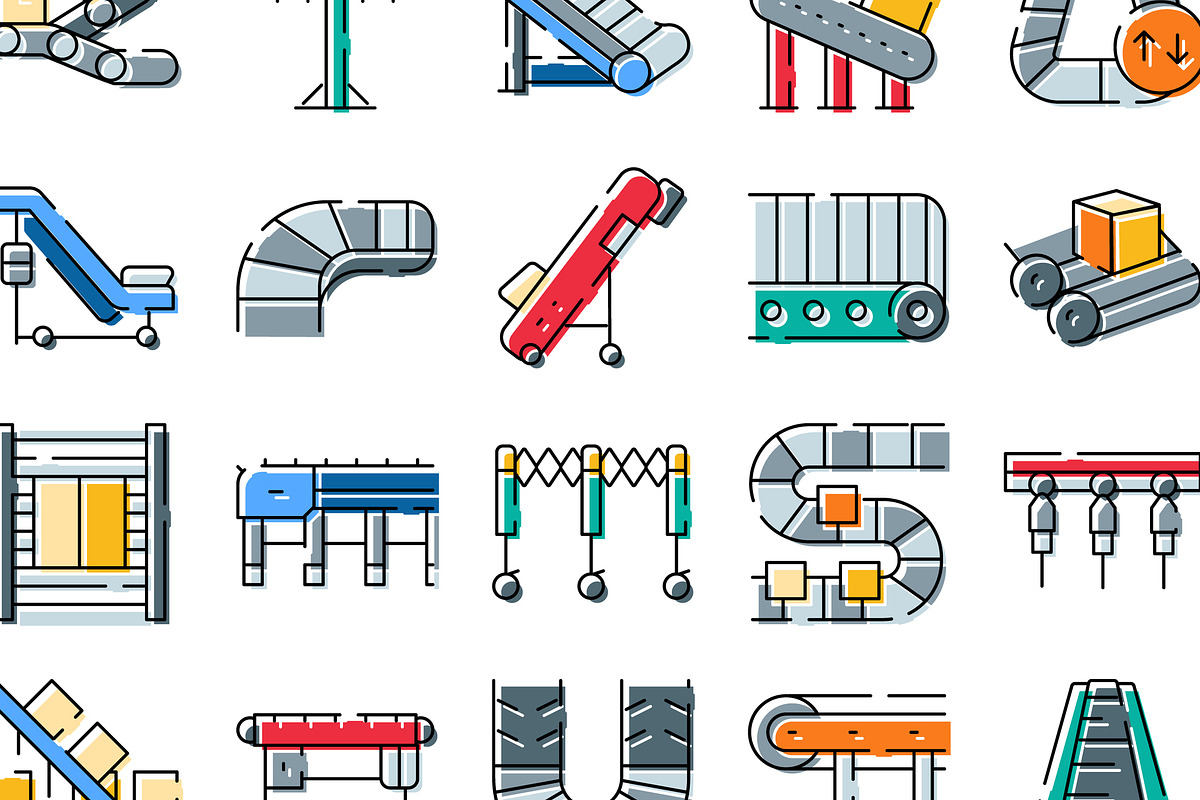 Conveyor belt systems icons for, an Object Graphic by pikepicture (Photo 3 of 3)