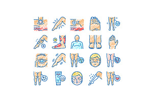 Edema Disease Symptom set Icons hand, an Object Illustration by pikepicture