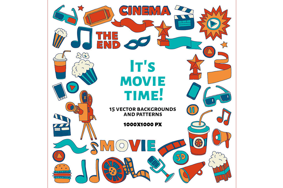 It's movie time! White background, a Texture Illustration by Art Loft (Photo 1 of 16)