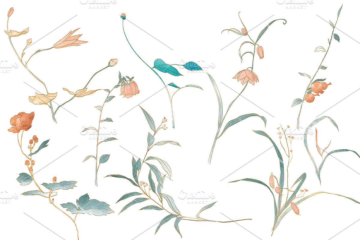 Flower elements in Vintage style, an Object Graphic by marukopum (Photo 3 of 7)