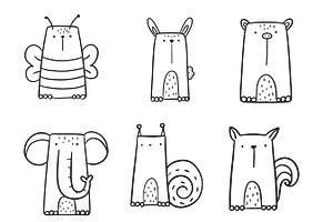 Abstract Animals Outlines Set 1