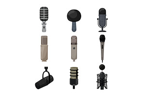 mic microphone music set cartoon, an Object Graphic by pikepicture