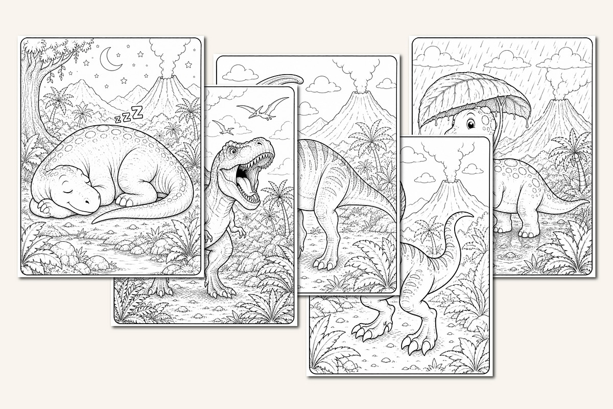 Dinosaur Coloring Adventure, a Stationery Template by Designmela01 (Photo 3 of 5)