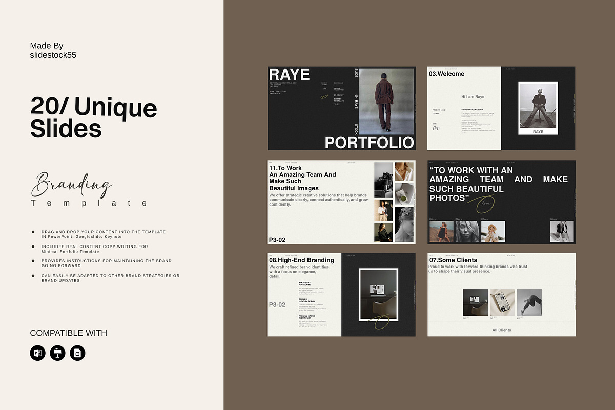 RAYE | Brand Portfolio Template, a Presentation Template by slidestock55 (Photo 6 of 12)