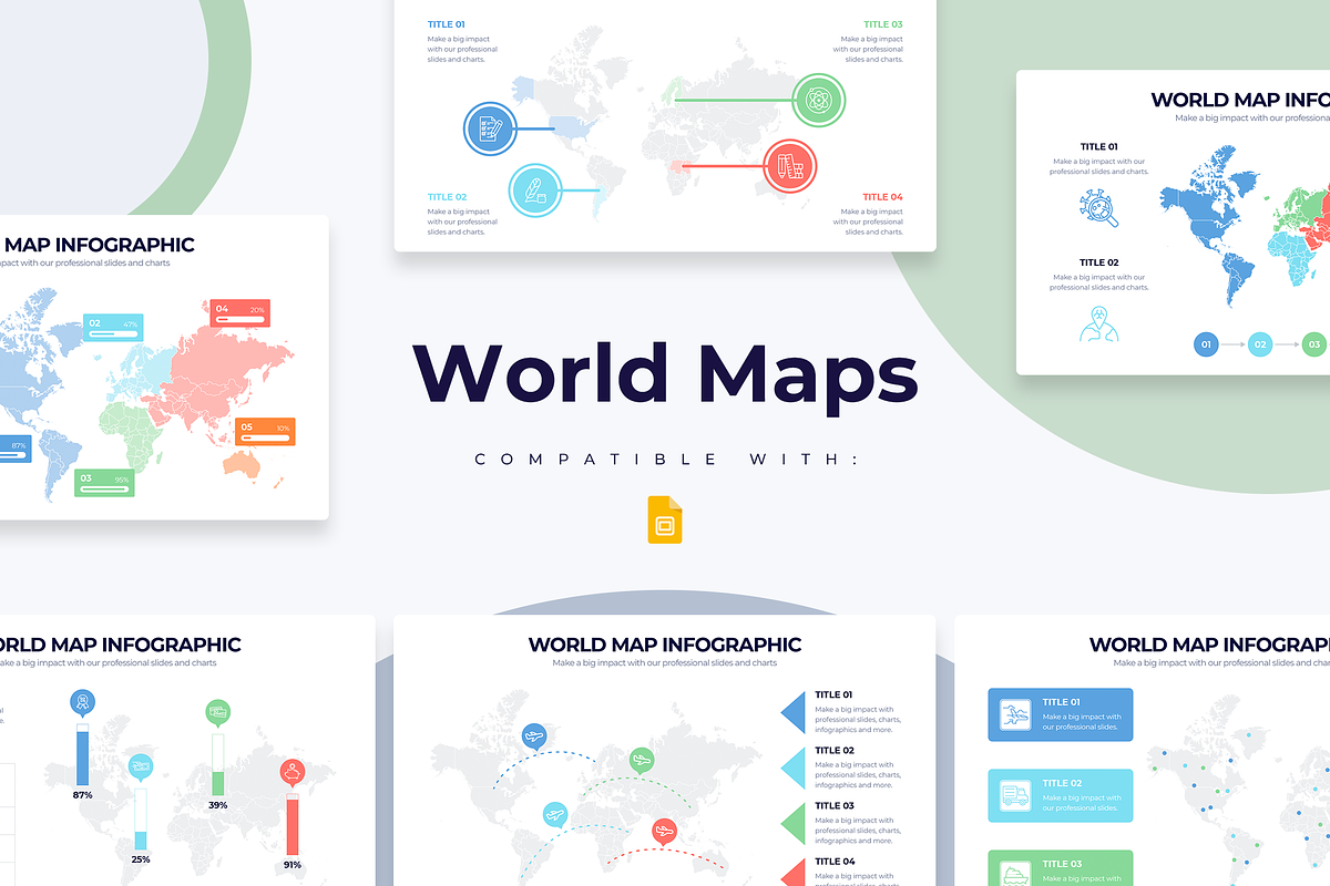 World Maps Google Slides Templates, a Presentation Template by Slidesmash (Photo 1 of 4)