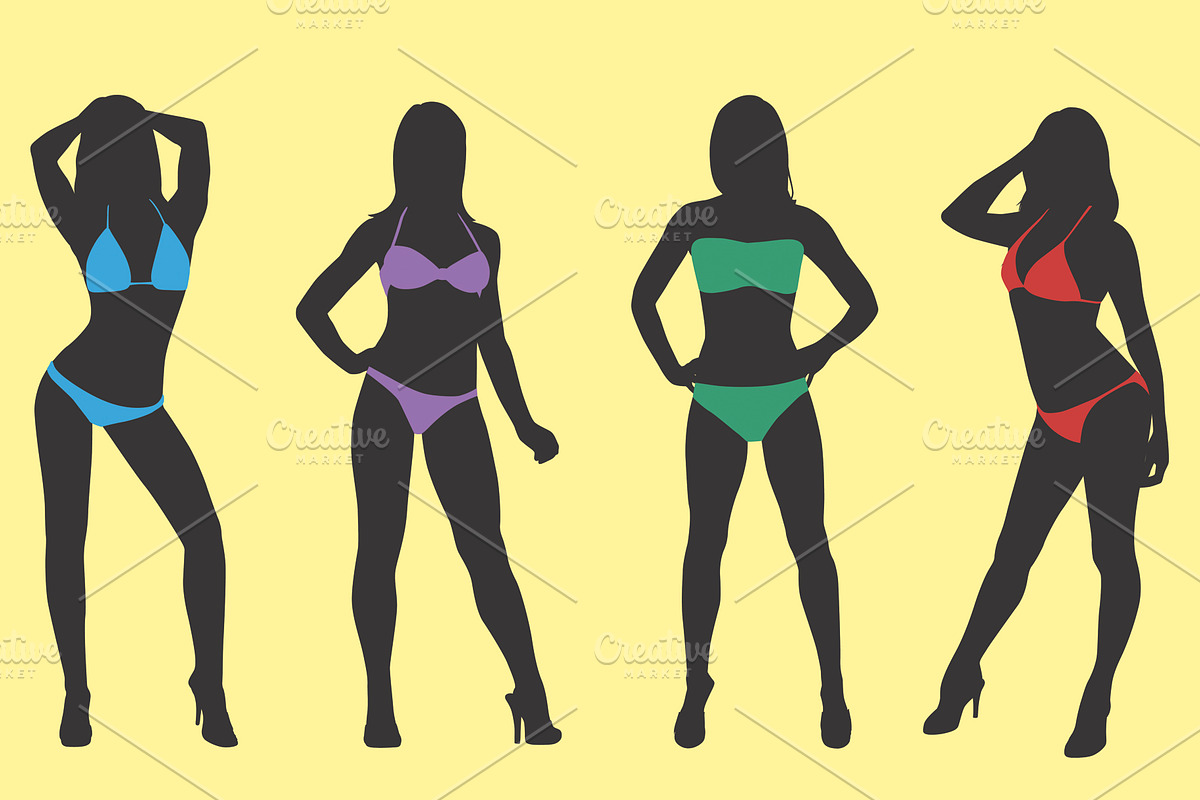 Silhouette Bikini Women, an Illustration by Ellegant Media