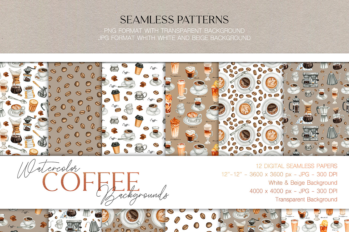 Coffee Watercolor Collection, a Food Illustration by CrystalinaShop (Photo 6 of 6)