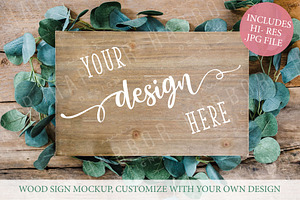 Wood Sign Mockup - Wedding Botanical