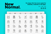 New Normal | 16 Thin Line Icons Set, an Outline Icon by Alex Blogoodf (Thumbnail 2 of 15)