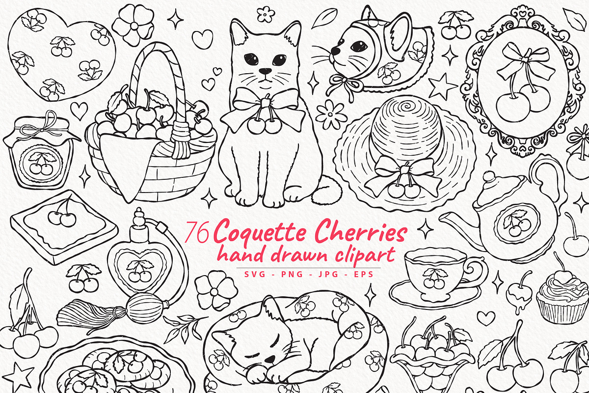 Coquette Cherries Clipart Bundle, a Seasonal Illustration by TitaLivingArt (Photo 1 of 9)