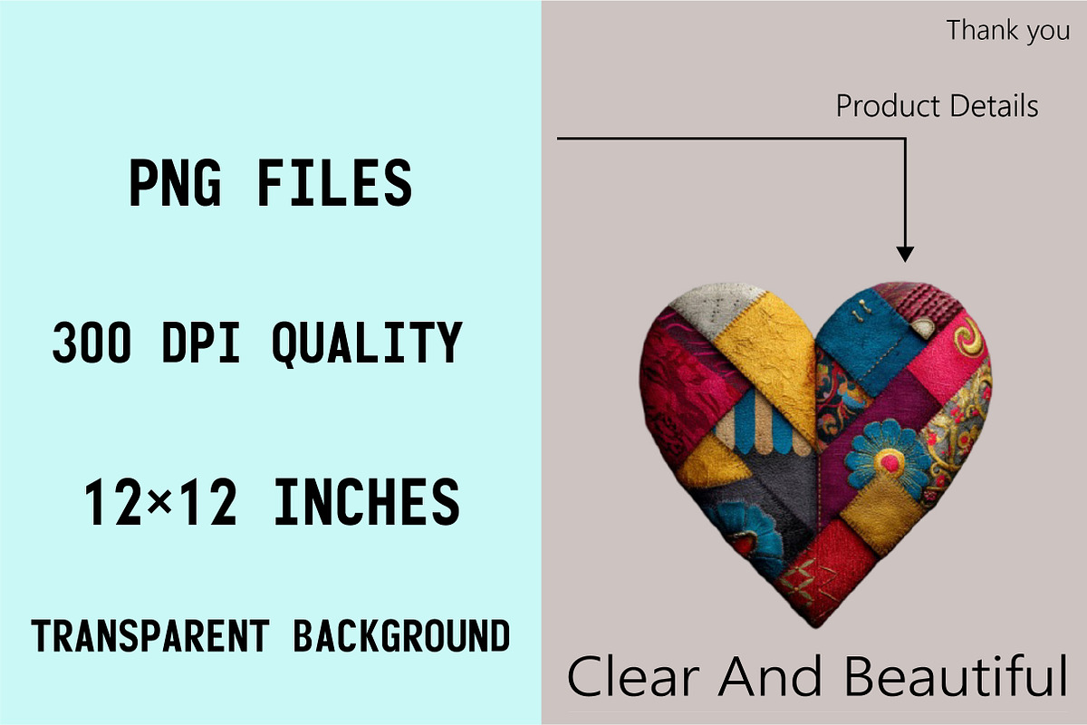 Patchwork Heart Valentine's Day Clip, an Illustration by SVGArt (Photo 3 of 8)