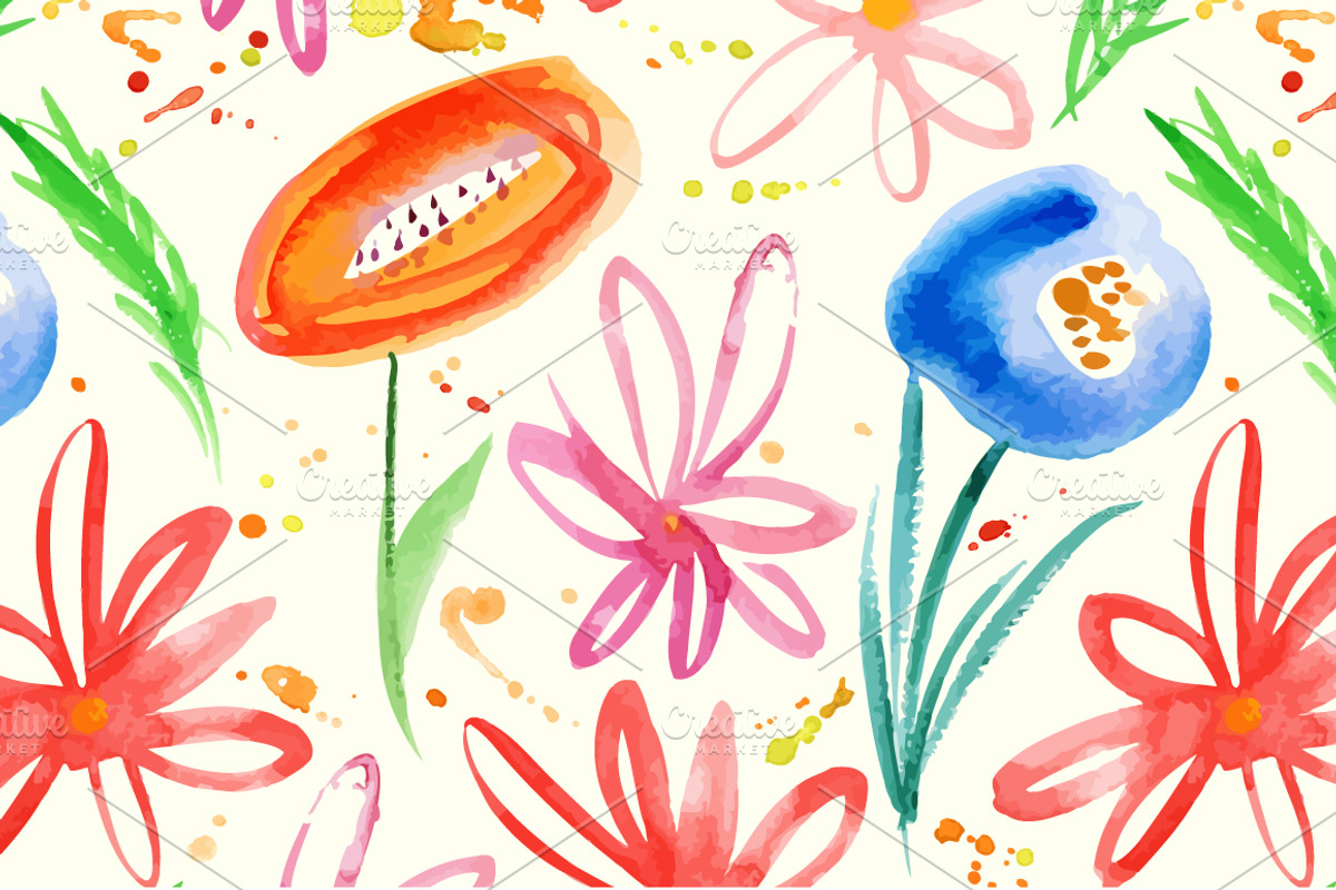 Watercolor patterns set preview 2