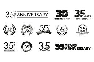35 years anniversary icon, logo set