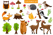 Cute forest set, a Pattern Graphic by martynmarin (Thumbnail 1 of 5)