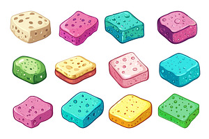 Dishwashing cartoon sponges, a Food Illustration by Valerie Bodnar