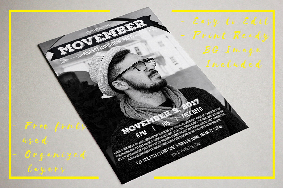 MOVEMBER Party Flyer Template, a Flyer Template by Millusti (Photo 2 of 3)