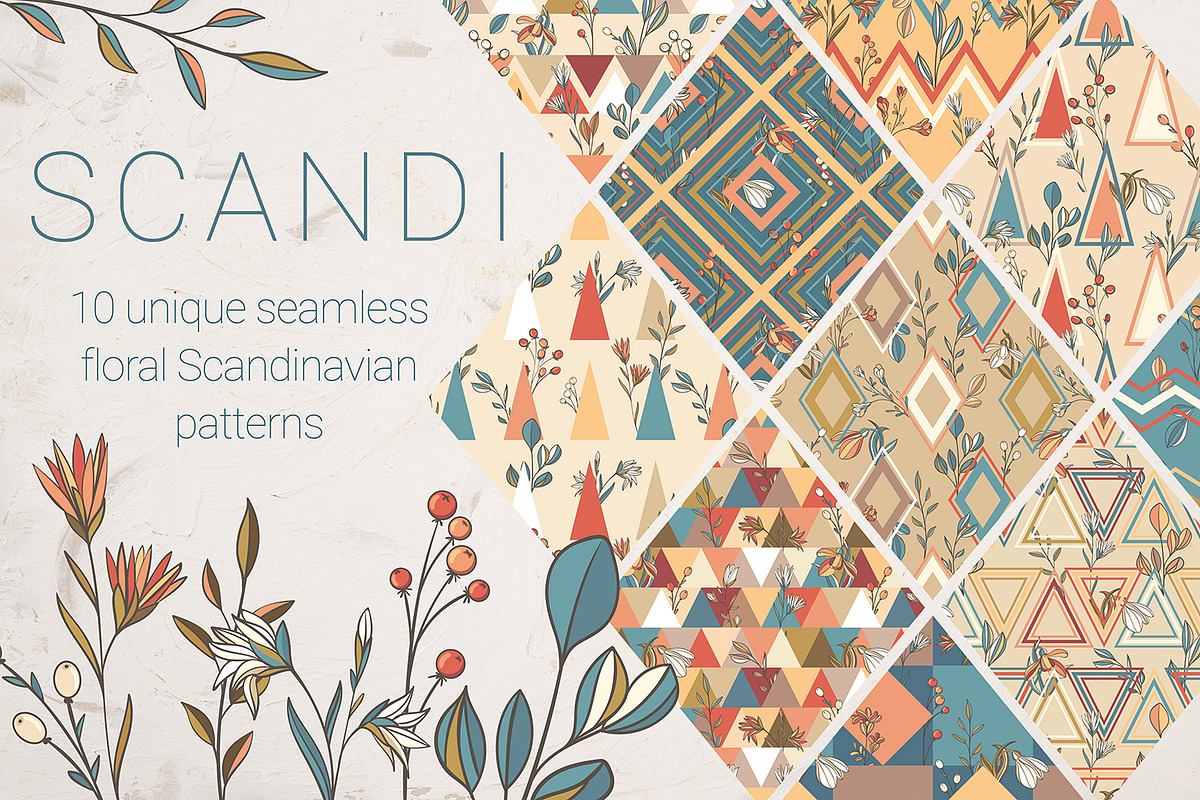 10 SCANDI floral patterns, a Pattern Graphic by HmarkaShop (Photo 1 of 3)