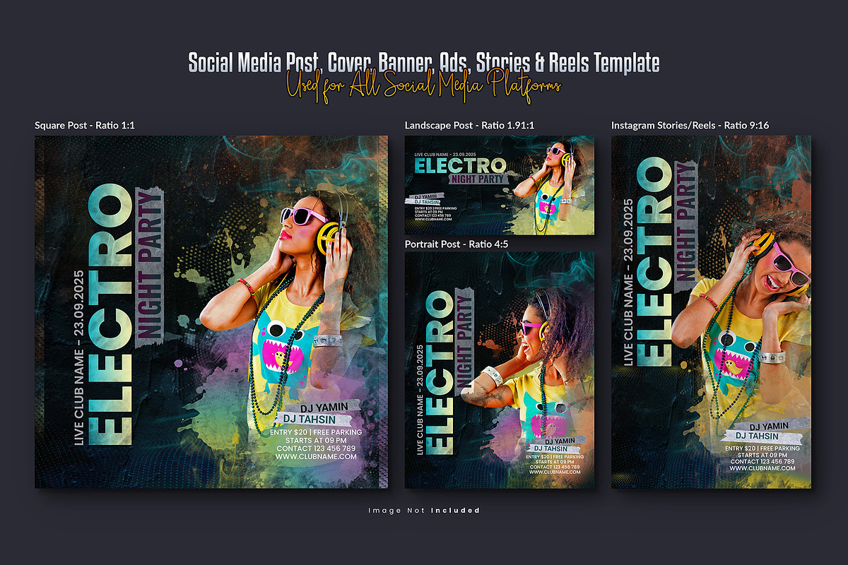 Night Party Social Media Post Bundle, a Social Media Template by Creative_View (Photo 4 of 8)