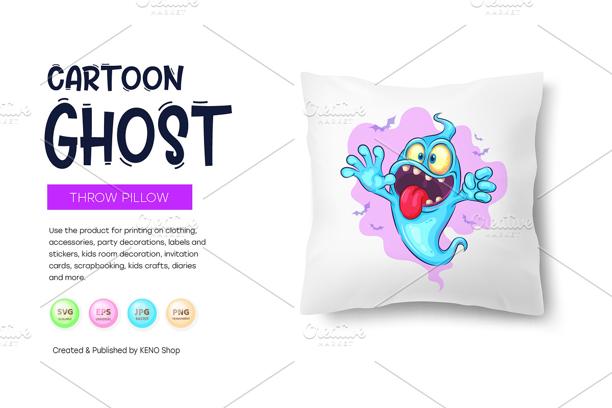 Cute cartoon ghost. Tshirt, PNG., a Person Illustration by KENO Mascots (Photo 8 of 9)