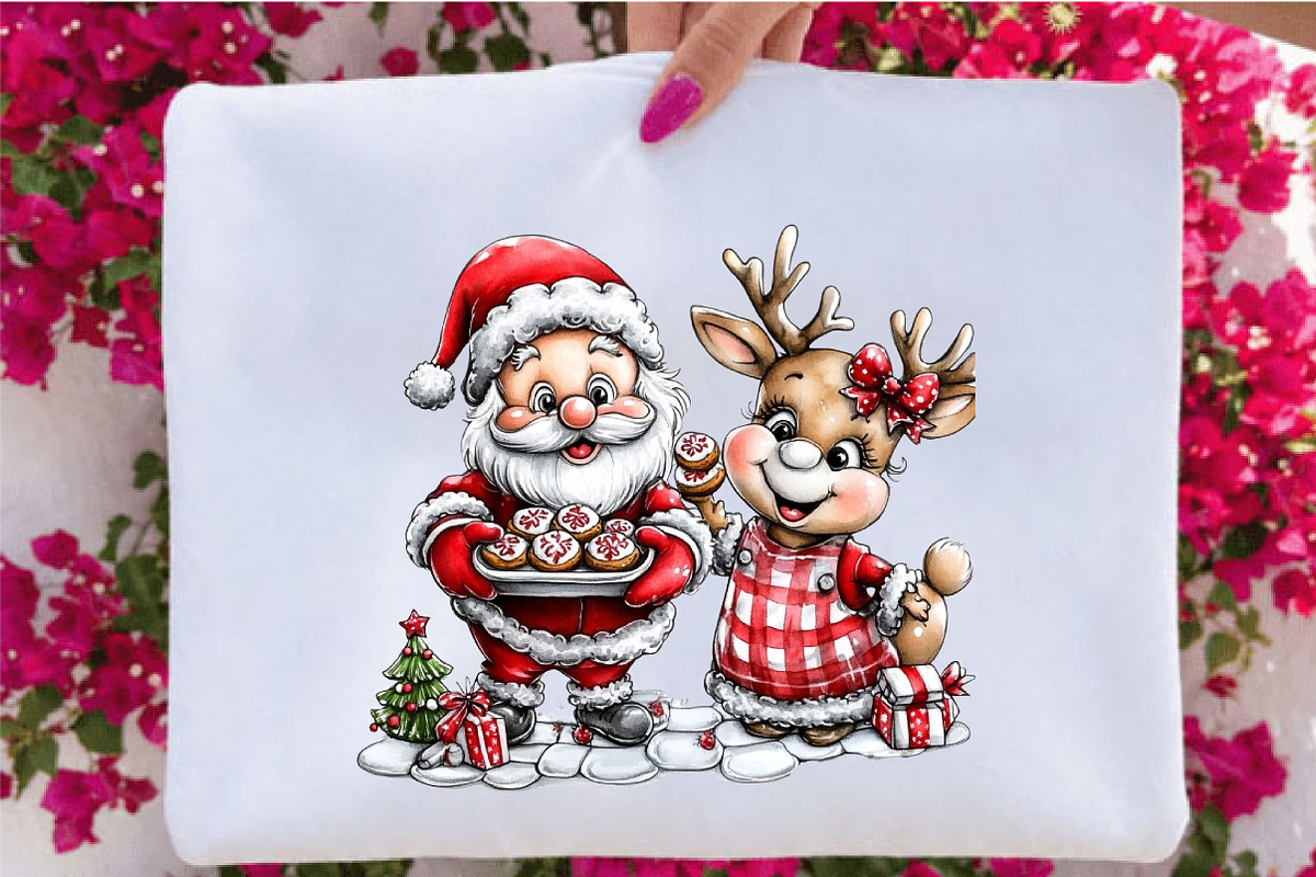 Whimsical Christmas Santa & Reindeer, a Seasonal Illustration by SVGArt (Photo 4 of 5)