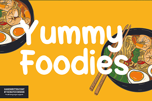 Yummy Foodies Font, a Sans Serif Font by Scratch Design