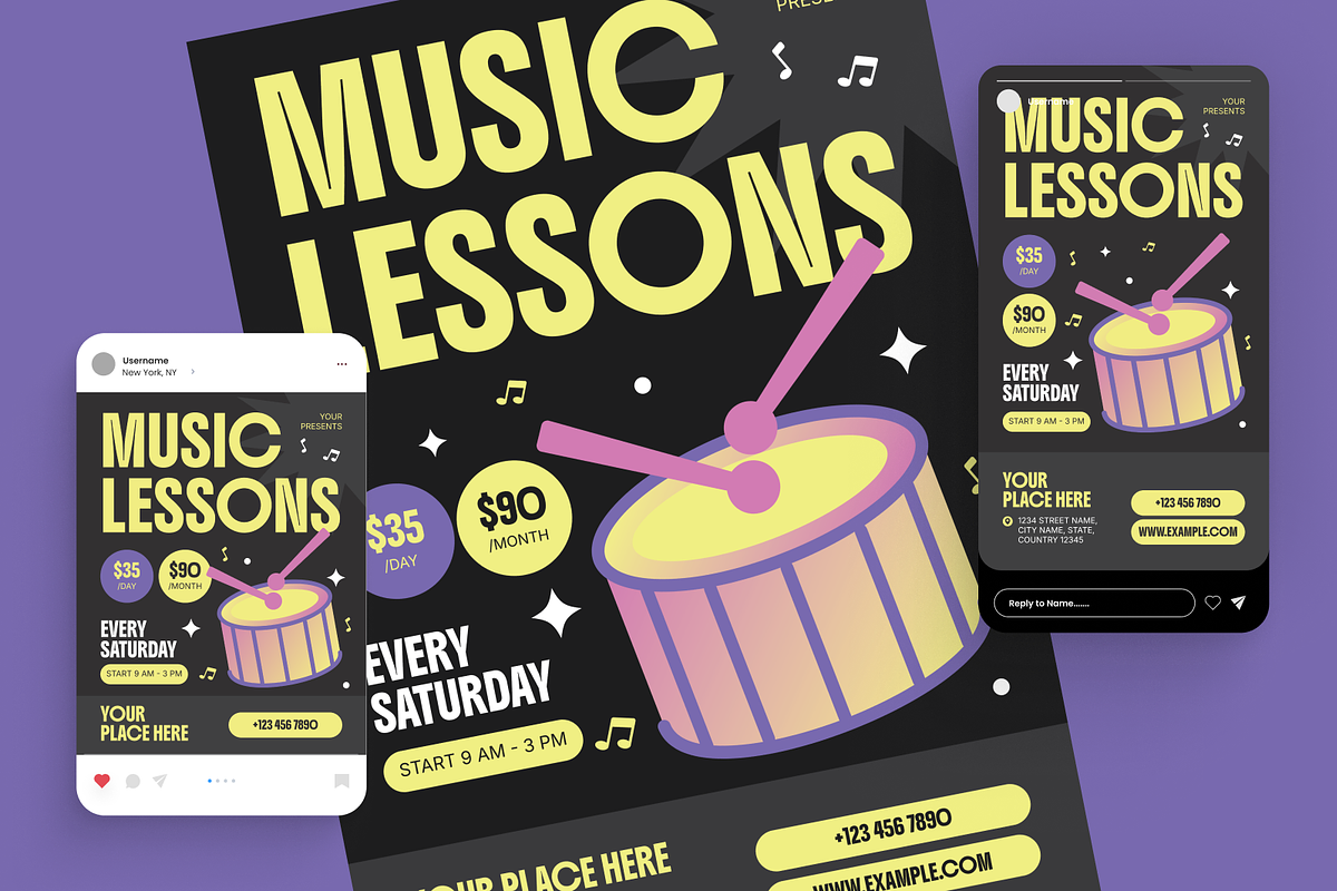 Music Lesson Flyer Set, a Flyer Template by Annora Studio (Photo 5 of 6)