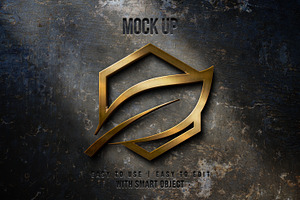gold texture business logo mockup