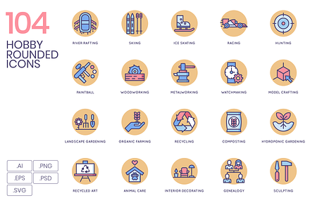 104 Hobby Icons - Rounded, an Outline Icon by Flat Icons