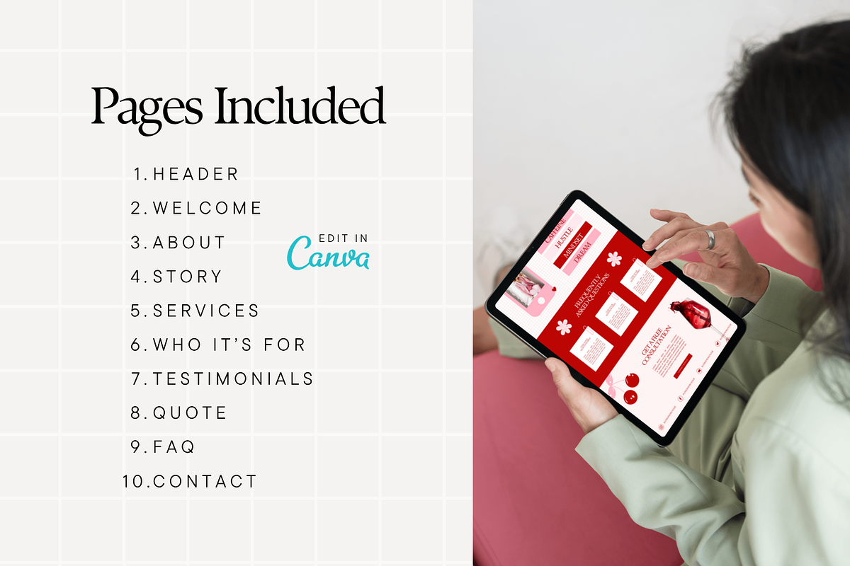 Pink Canva Website Template, a Landing Page Template by Anna Design Studio (Photo 2 of 8)
