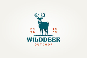 silhouette wild deer icon logo, a Branding & Logo Template by Blazybone