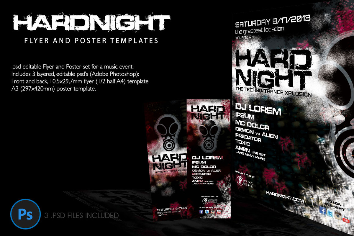 Hard Night Flyer and Poster Template, a Flyer Template by 8Link