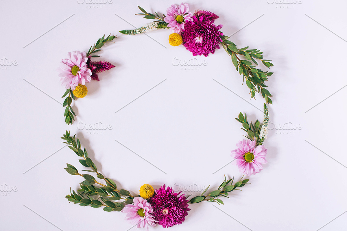 Flat lay floral Stock Photo, a Mockup by GalinaMalinka (Photo 5 of 10)
