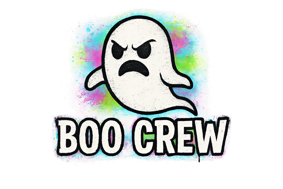 Halloween ghost logo with text Boo C, an Illustration by Dvoevnore photos