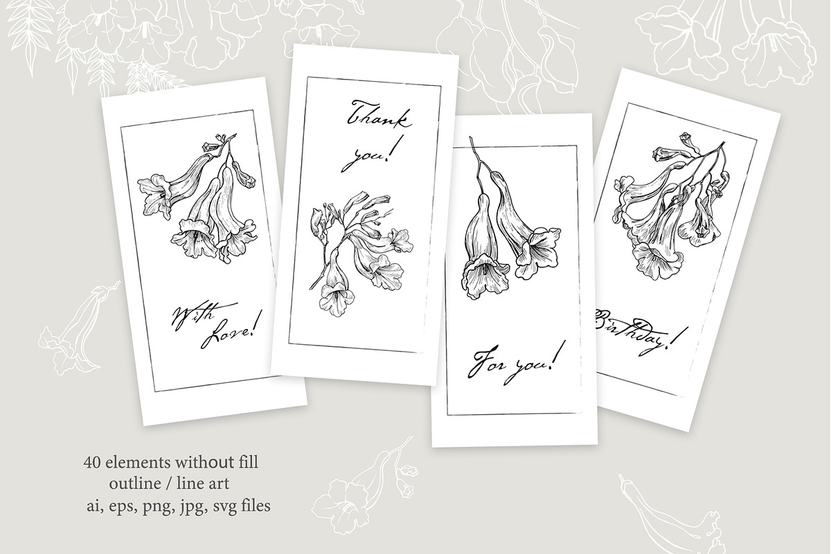 Flowers of Jacaranda. Botanical Set, a Decorative Illustration by ON_lineart_store (Photo 6 of 10)
